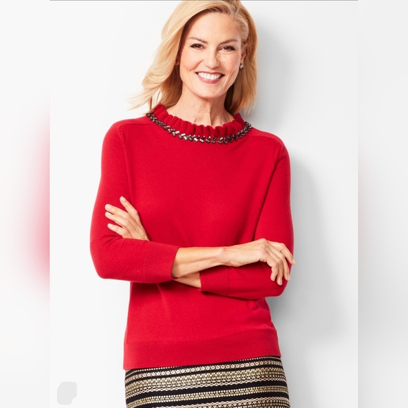 EMBELLISHED-NECK TOP - Picture 1 of 12